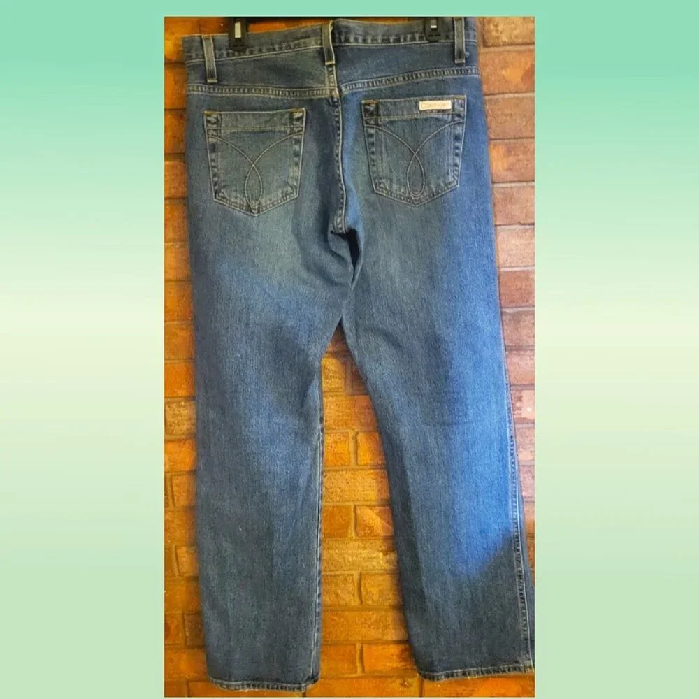 Y2K Calvin Klein Straight Leg Mid-Rise Jeans, Medium Wash - Size 8 - Picture 1 of 7